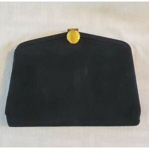 Vintage 1940s/1950s Black Rayon Britemode handbag With Gold Chain And Mirror